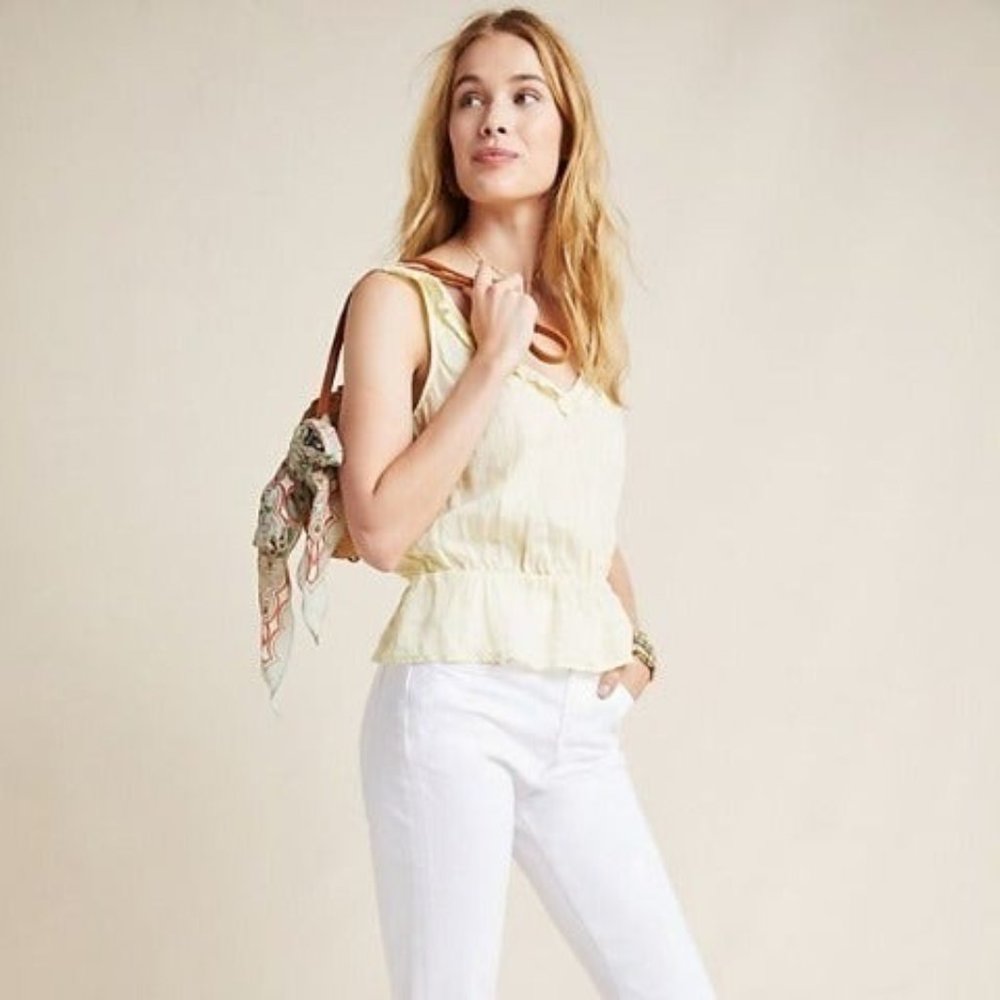 Anthropologie Cloth & Stone Linen Peplum Tank